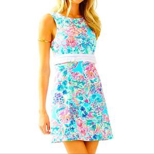 Lilly Pulitzer Aqua Multicolor Floral Sleeveless Mini Dress
